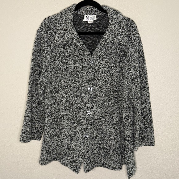 Maggie Sweet Sweaters - Maggie Sweet Womens 2X Black Speckled Knit Sweater Artsy Lagenlook Cozy Layering
